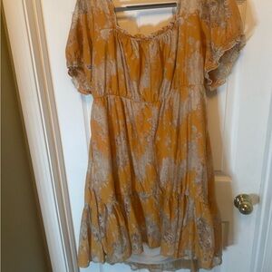 Torrid Mustard and Tan Lace Mini Dress